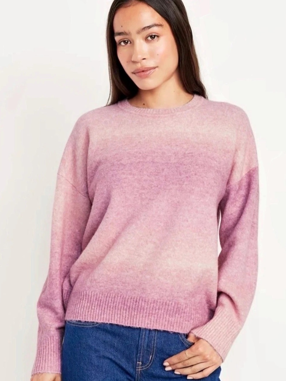 Old Navy Space-Dyed Drop-Shoulder Sweater In Pink/Lavender.